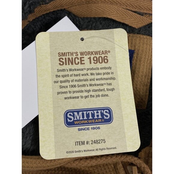 Smiths Workwear Mens Sherpa Bonded Thermal Knit Zip Hoodie Jacket Large Brown - Picture 7 of 9